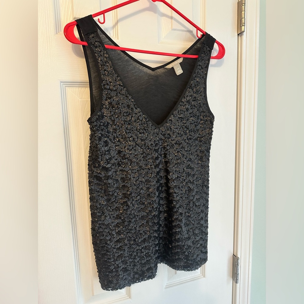 Banana Republic Sequin Tank Top - Black Size XS